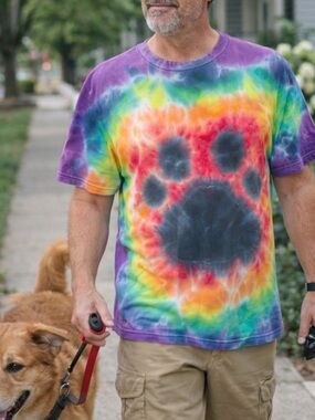 Custom Tie-Dye PAW PRINT Rainbow Top